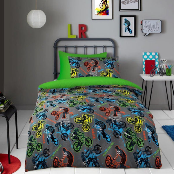 BMX Bike Reversible Duvet Cover Set