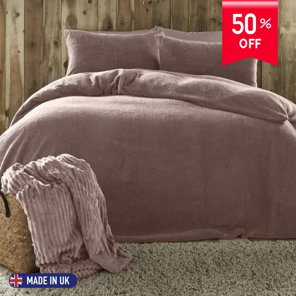 Teddy Fleece - Extra Soft Duvet Cover Set in Blush By Fusion