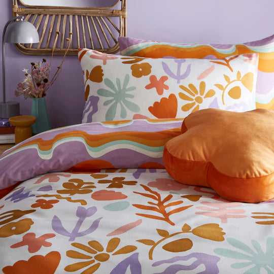 Amelie Printed Abstract Floral Duvet Cover Set Multicolour