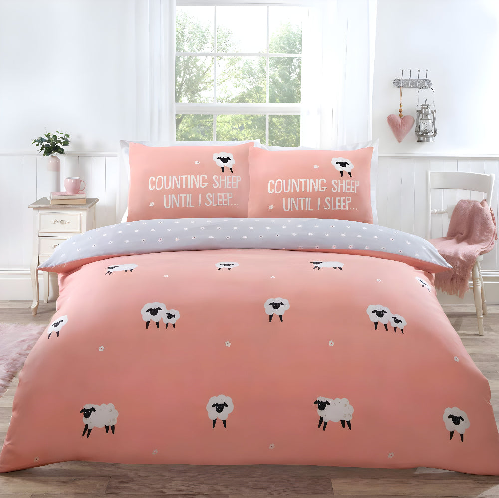 Counting Sheep Blush Duvet Cover Set