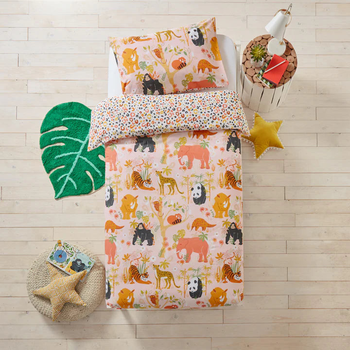 Endangered Safari Animals Childrens Duvet Covet Set 100% Cotton