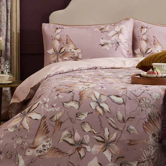 Floella Printed Duvet Cover Set in Purple