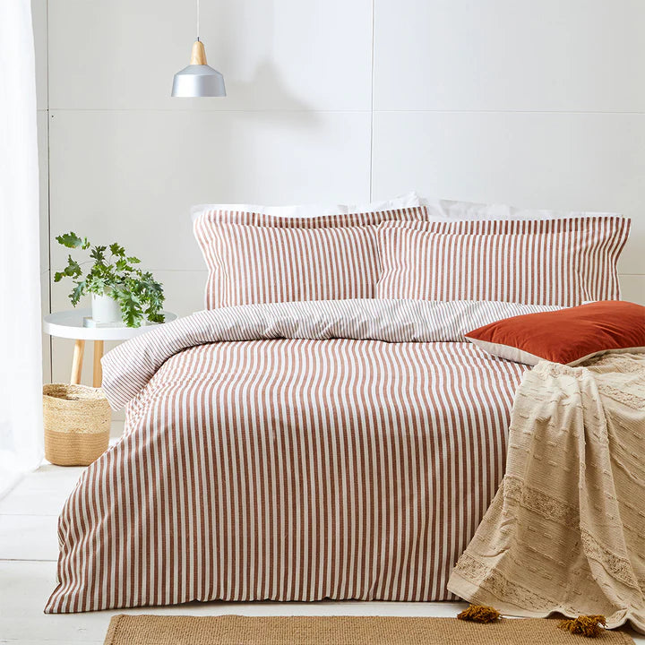 Hebden Mélange Stripe 100% Cotton Duvet Cover Set