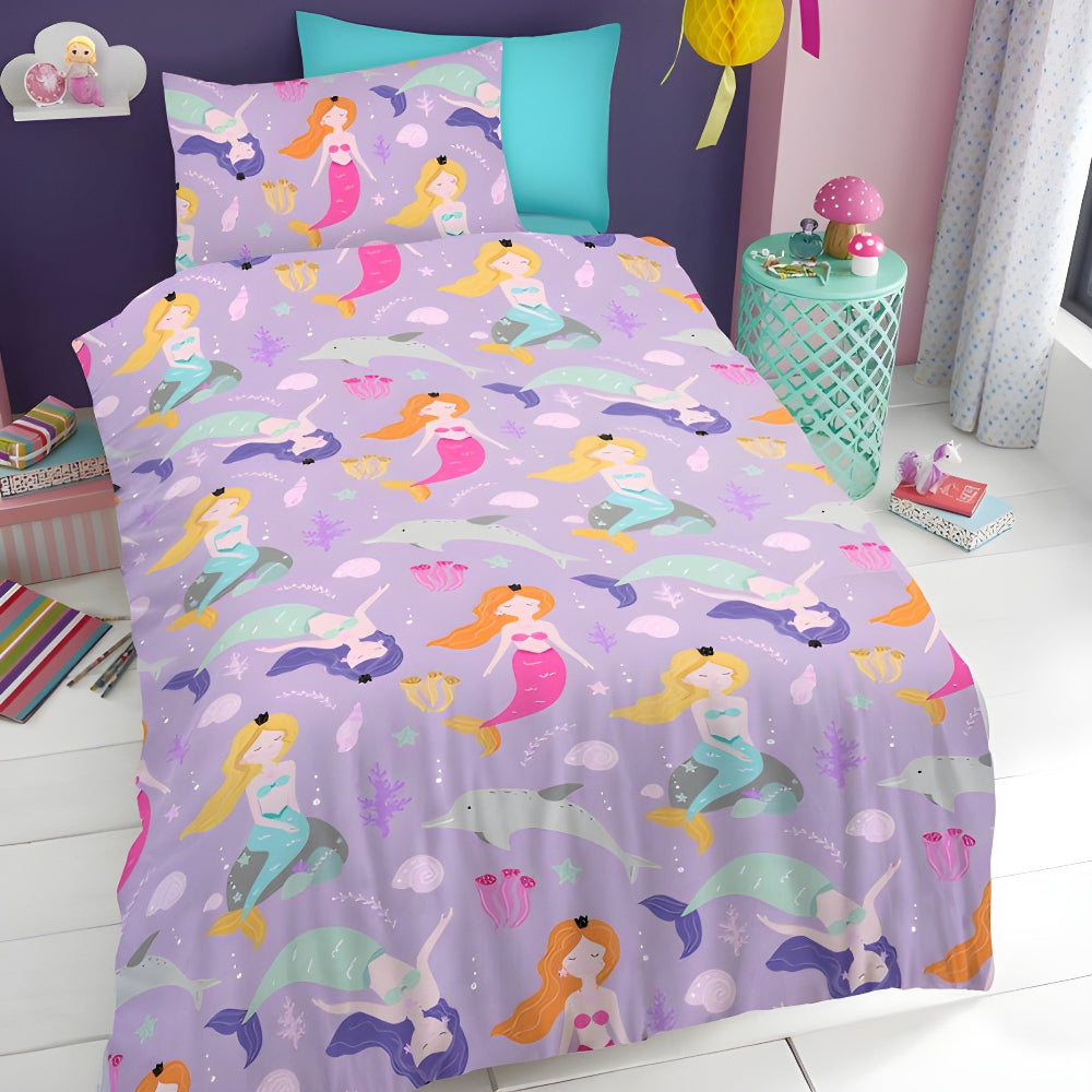 Mermaid Design Childrens Duvet Cover Set