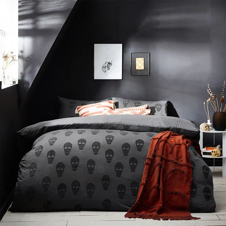 Skulls Tufted 100% Cotton Duvet Cover Set