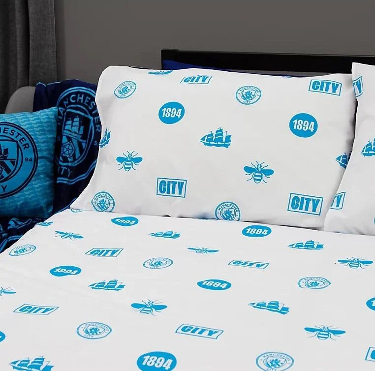 Official Manchester City Fc Duvet Cover Set