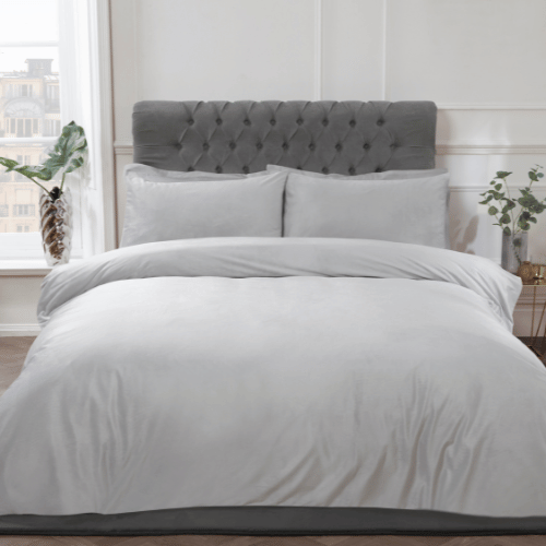 matt velvet duvet cover silver