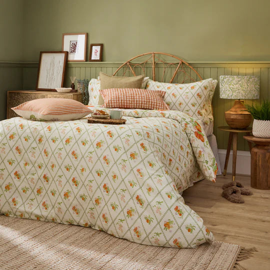 Peach Harvest Printed Duvet Cover Set in Orange