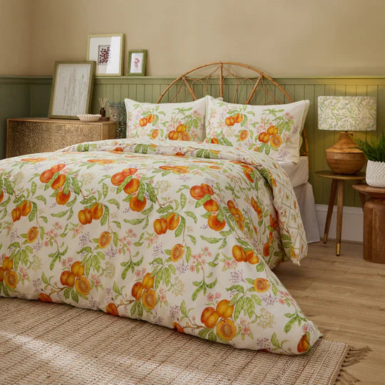 Peach Harvest Printed Duvet Cover Set in Orange