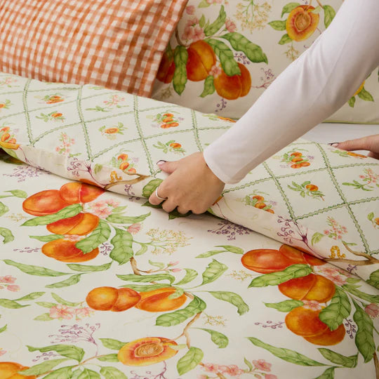 Peach Harvest Printed Duvet Cover Set in Orange