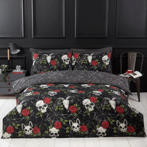 Skulls and Roses Duvet Cover Set