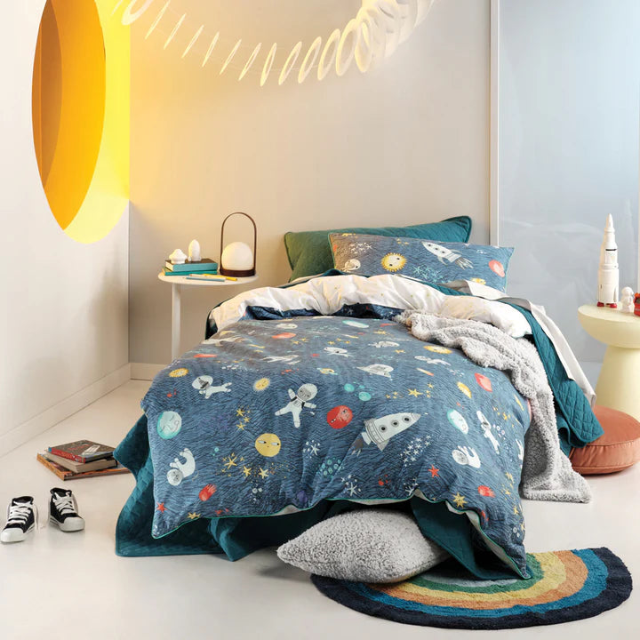 Space Race Kids 100% Cotton Duvet Cover Set - Single