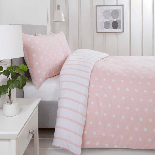 Spots & Stripes Duvet Cover Set Pink