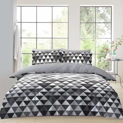 Geo Triangles Monotone Ultrasoft Duvet Cover Set