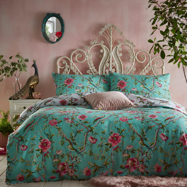 Vintage Chinoiserie Floral Duvet Cover Set