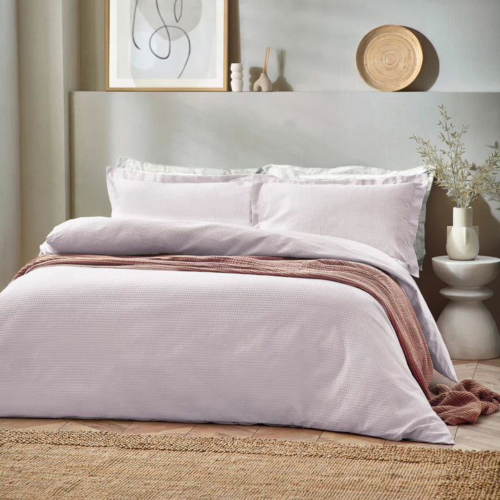 Waffle Textured 100% Cotton Duvet Cover Set